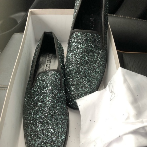 Jimmy Choo Coarse Glitter Slipper Ships Same Day - Picture 4 of 7